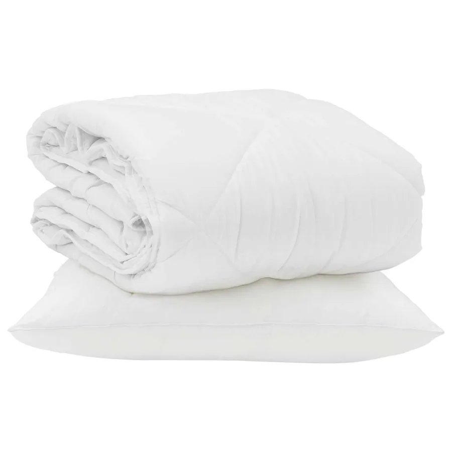 Duvet d'été simple avec oreiller 2 pcs Blanc Microfibre - 2