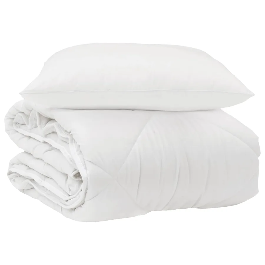 Duvet toutes saisons avec oreiller 2 pcs Blanc Microfibre - 2