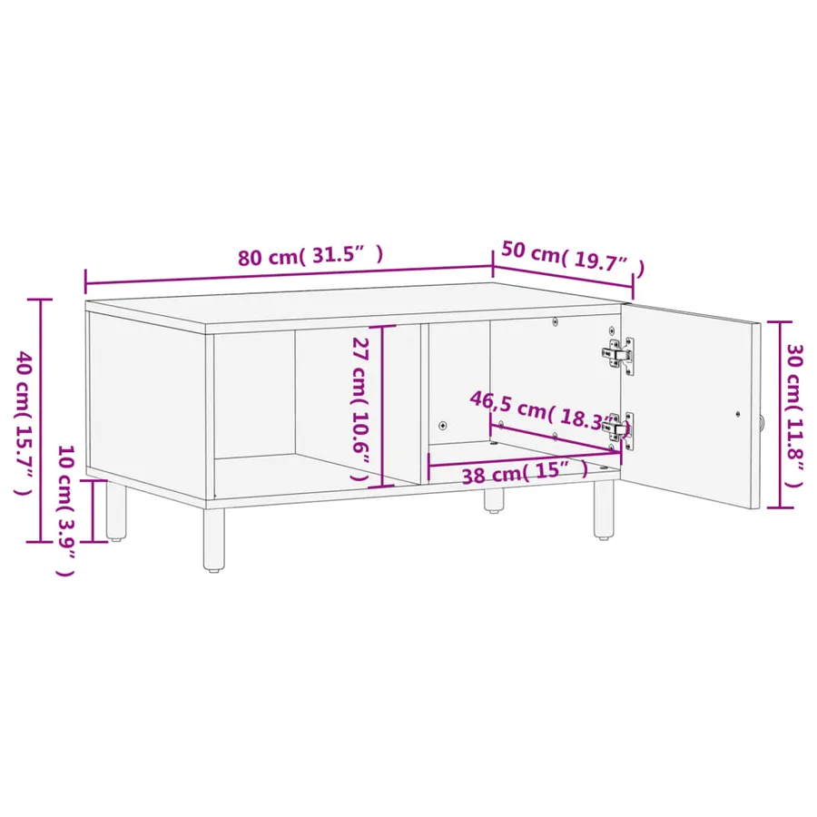 Table basse 80x50x40 cm bois de manguier massif - 13