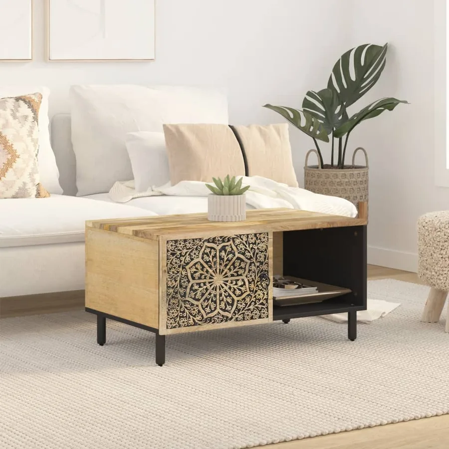 Table basse 80x50x40 cm bois de manguier massif - 3