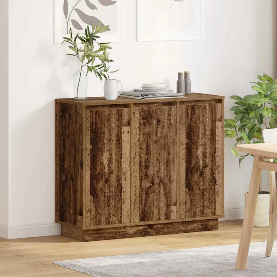 Buffet LED Bois ancien 90 x 32 x 75 cm Bois d'ingénierie