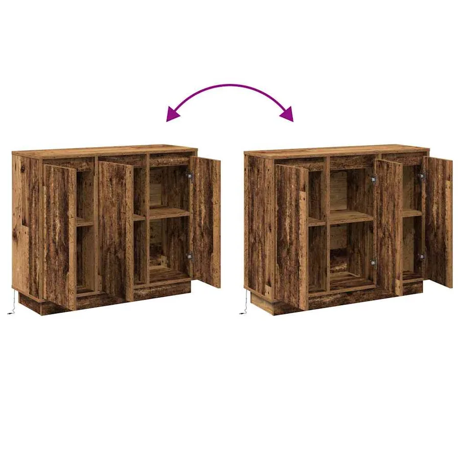 Buffet LED Bois ancien 90 x 32 x 75 cm Bois d'ingénierie - 15