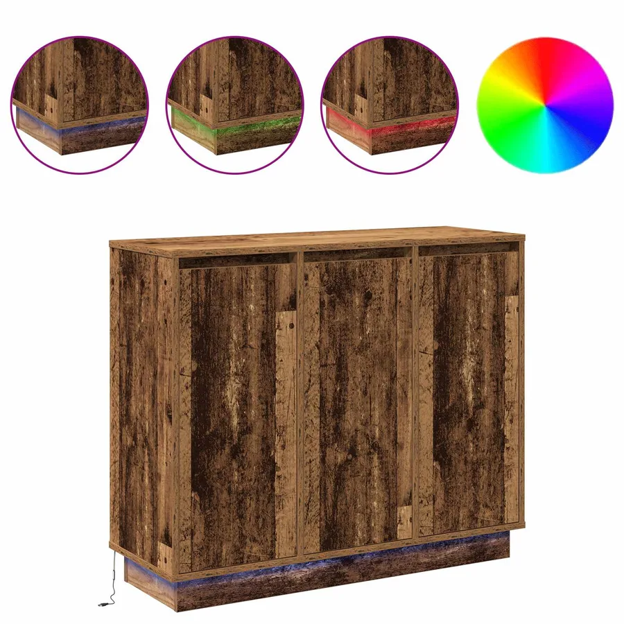 Buffet LED Bois ancien 90 x 32 x 75 cm Bois d'ingénierie - 4