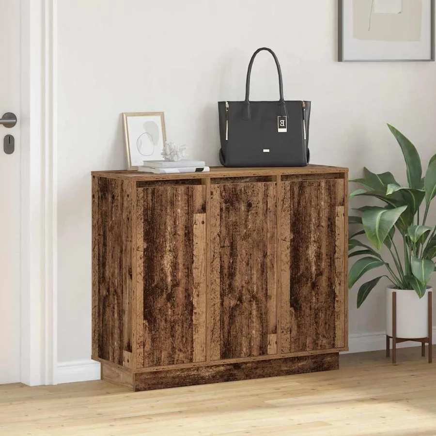 Buffet LED Bois ancien 90 x 32 x 75 cm Bois d'ingénierie - 5