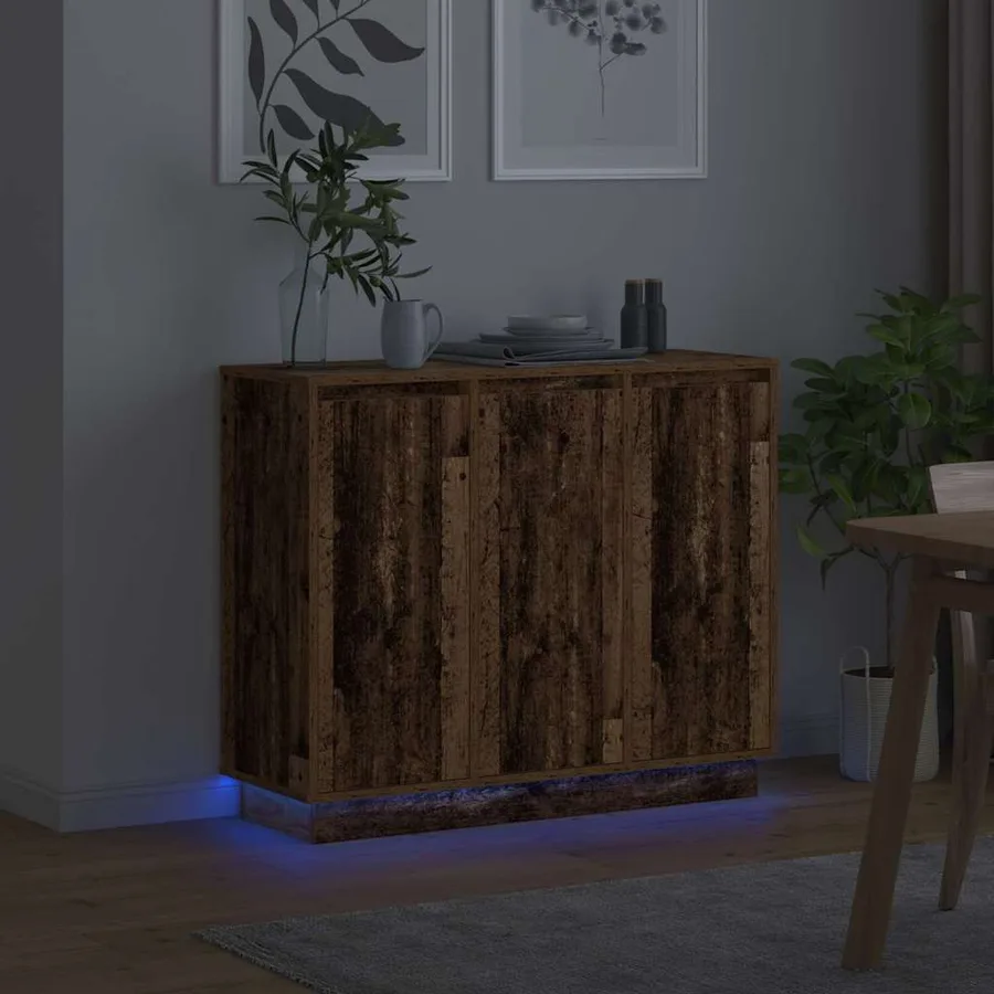 Buffet LED Bois ancien 90 x 32 x 75 cm Bois d'ingénierie - 6