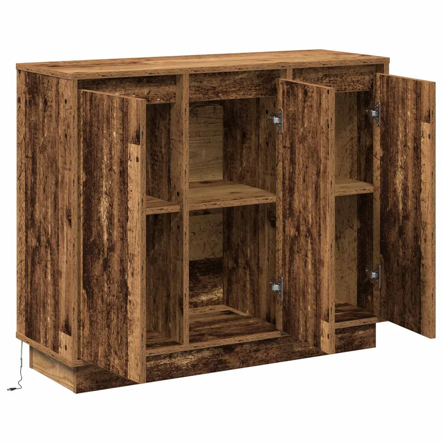 Buffet LED Bois ancien 90 x 32 x 75 cm Bois d'ingénierie - 7