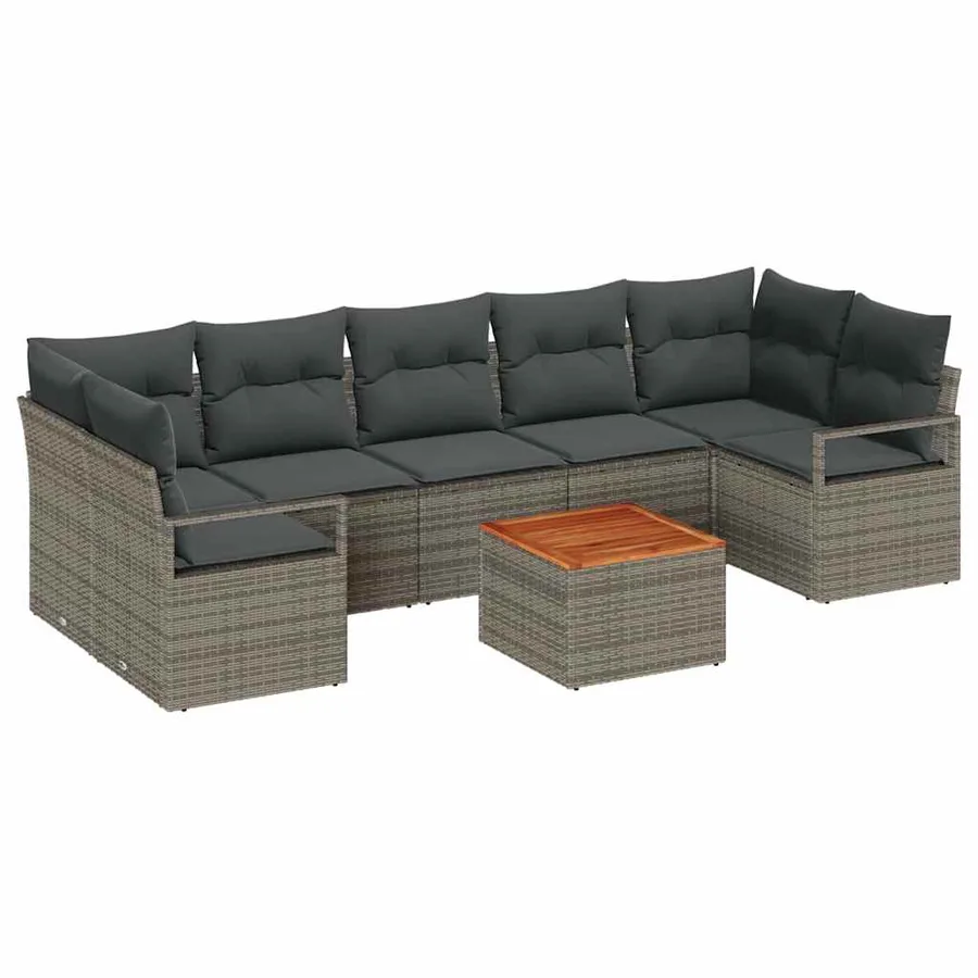 Ensemble de canapé de jardin avec stockage 8 pcs Gris polyrotin - 2