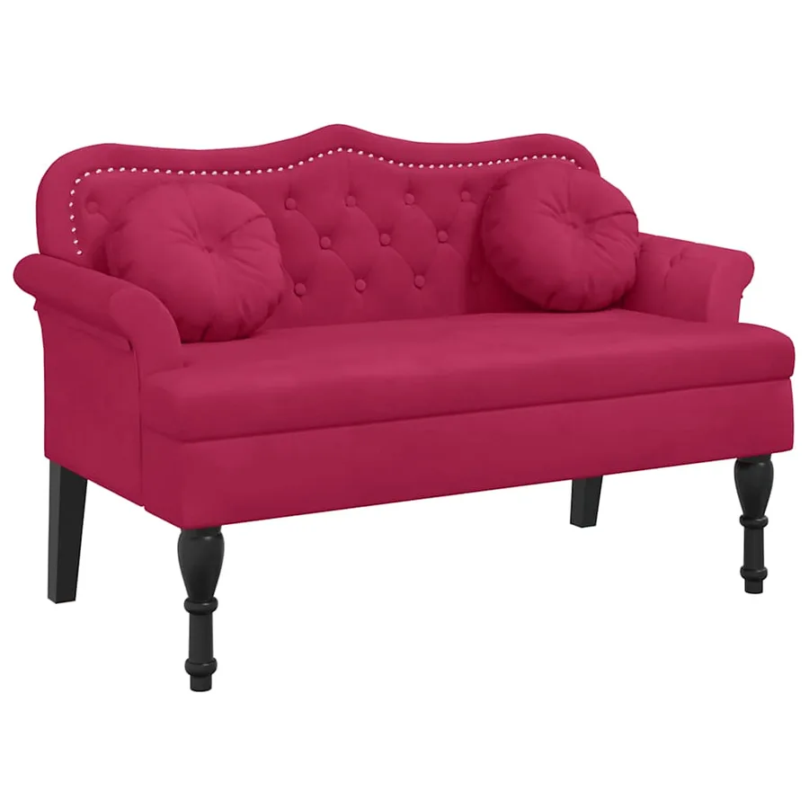 Banc avec coussins bordeaux 120,5x65x75 cm velours - 2