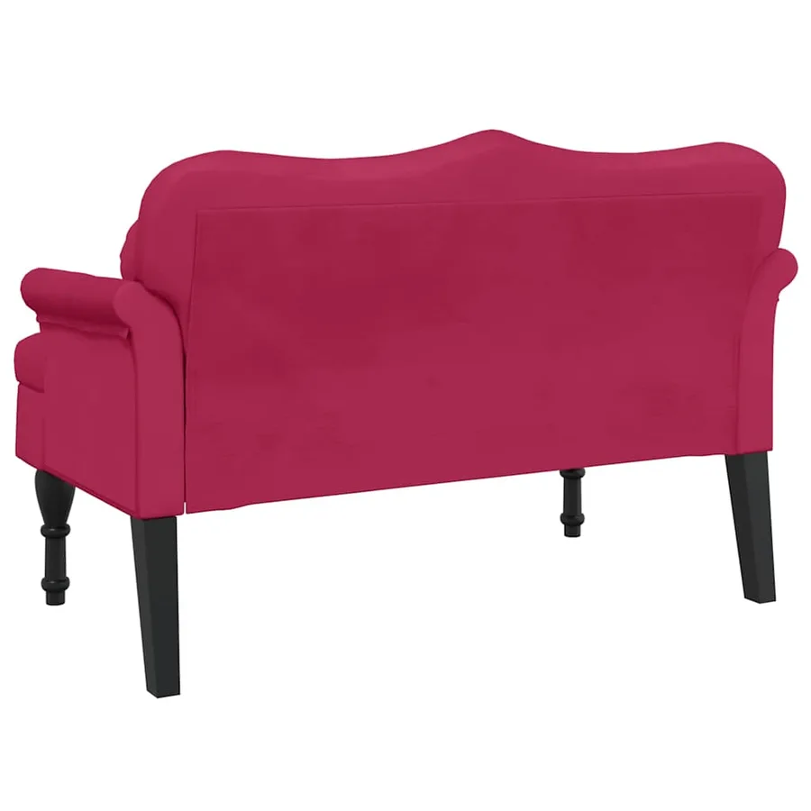 Banc avec coussins bordeaux 120,5x65x75 cm velours - 5