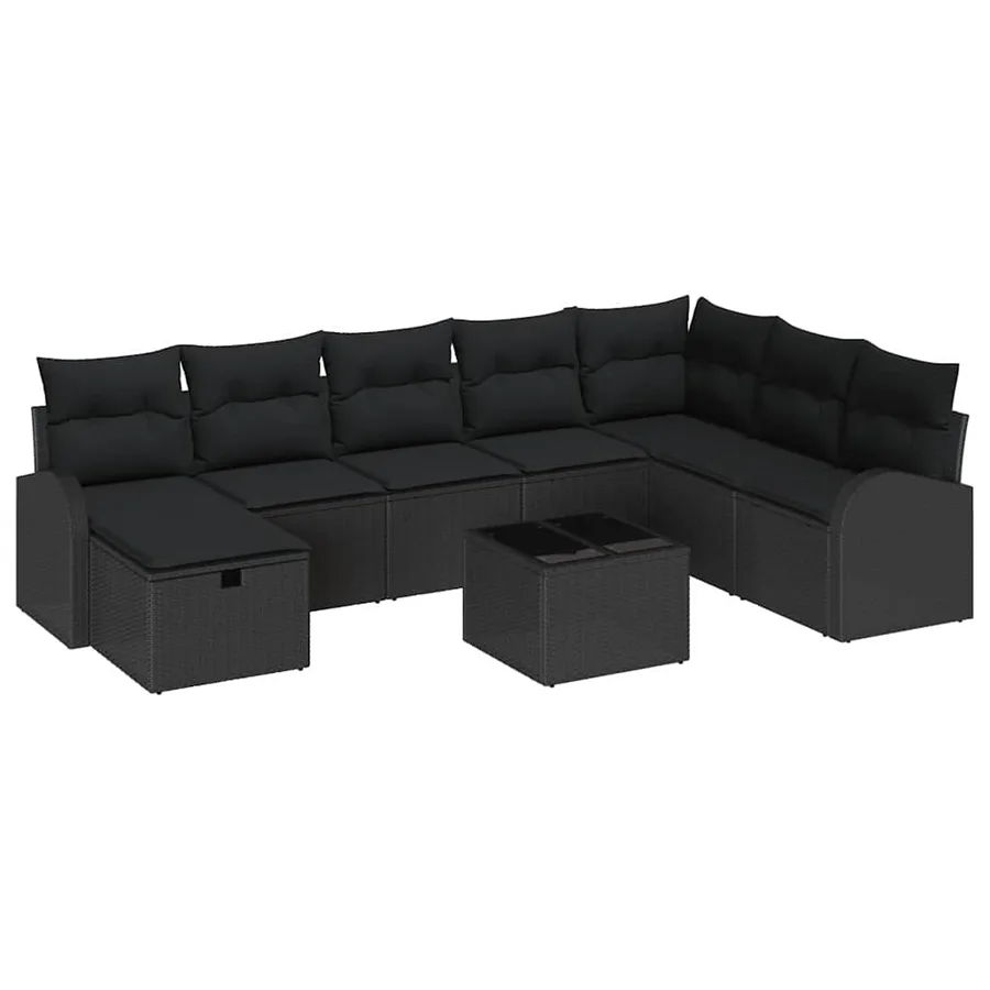 Ensemble de Canapés avec coussin avec stockage Noir polyrotin - 2