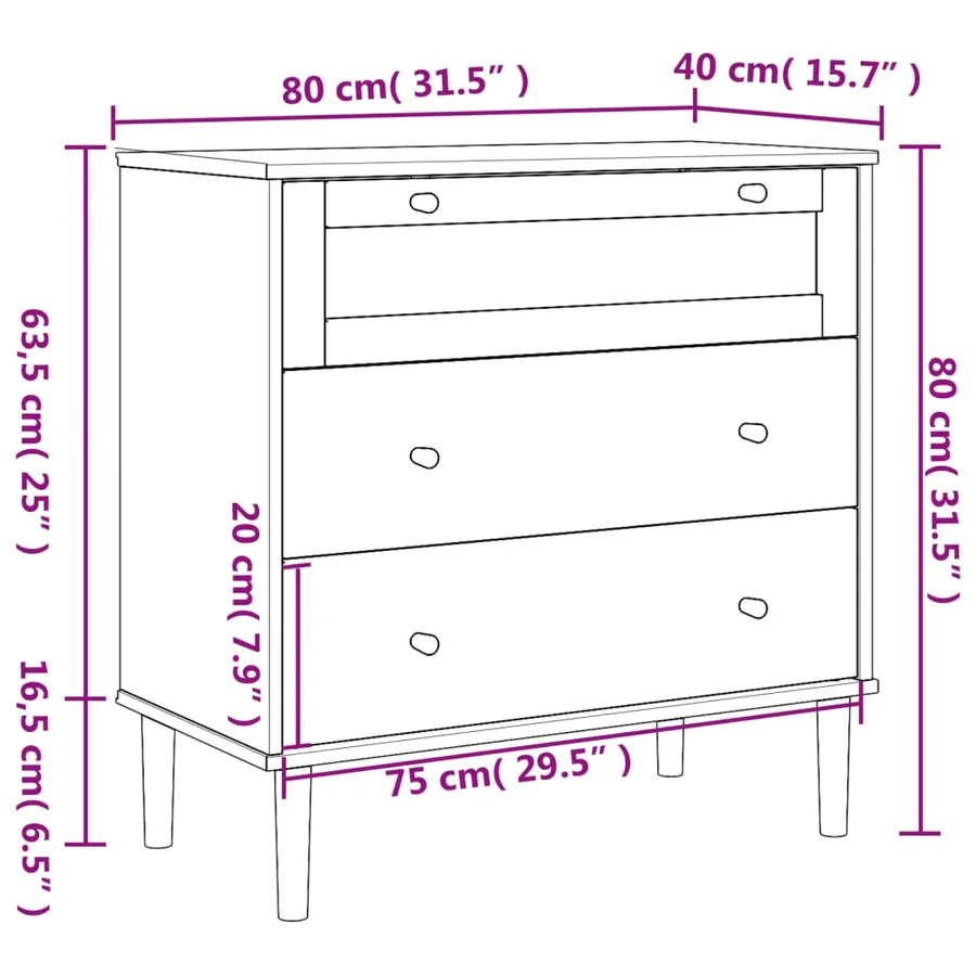 Commode SENJA aspect de rotin marron bois de pin solide - 10