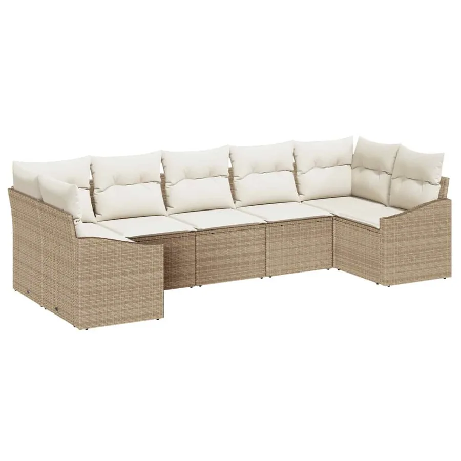 Ensemble de Canapés avec coussin 7 pcs Beige polyrotin - 2
