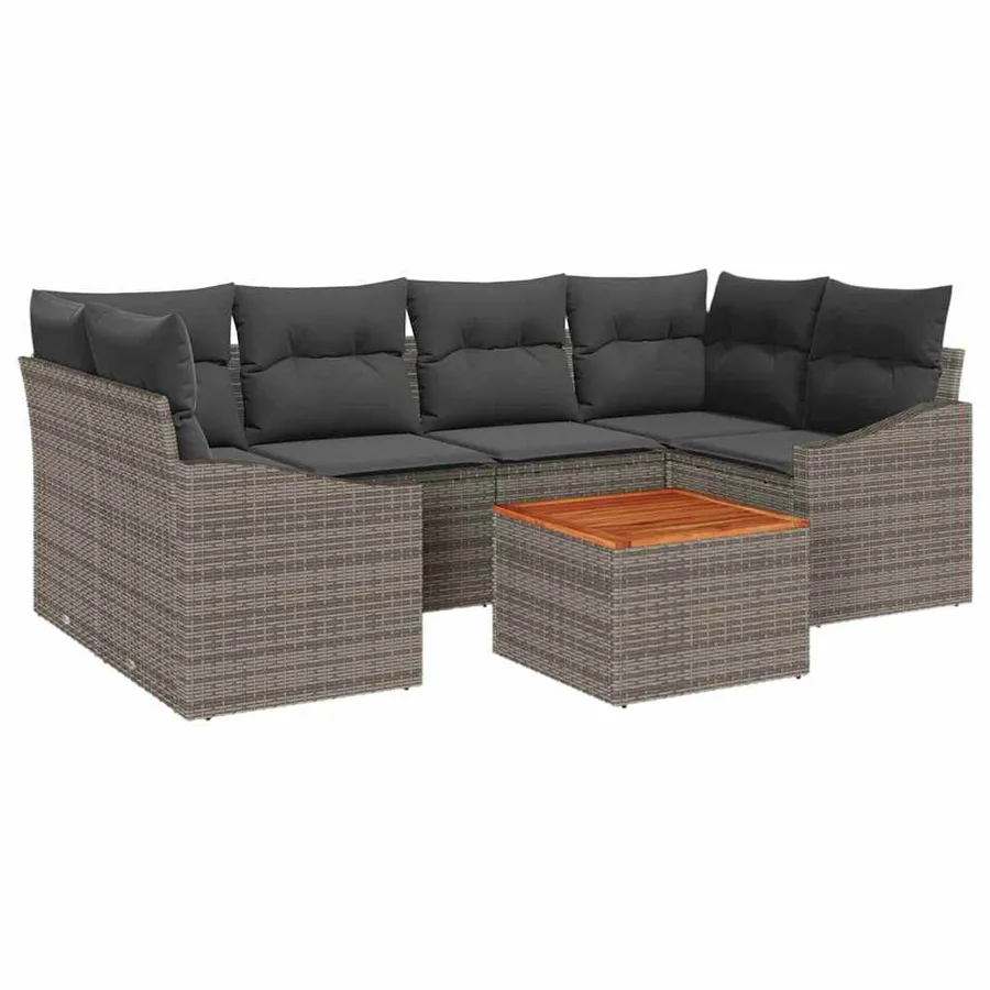 Ensemble de canapé de jardin avec stockage 7 pcs Gris polyrotin - 2