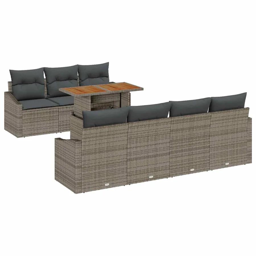 Ensemble de canapé de jardin 8 pcs Gris Poly rotin - 2