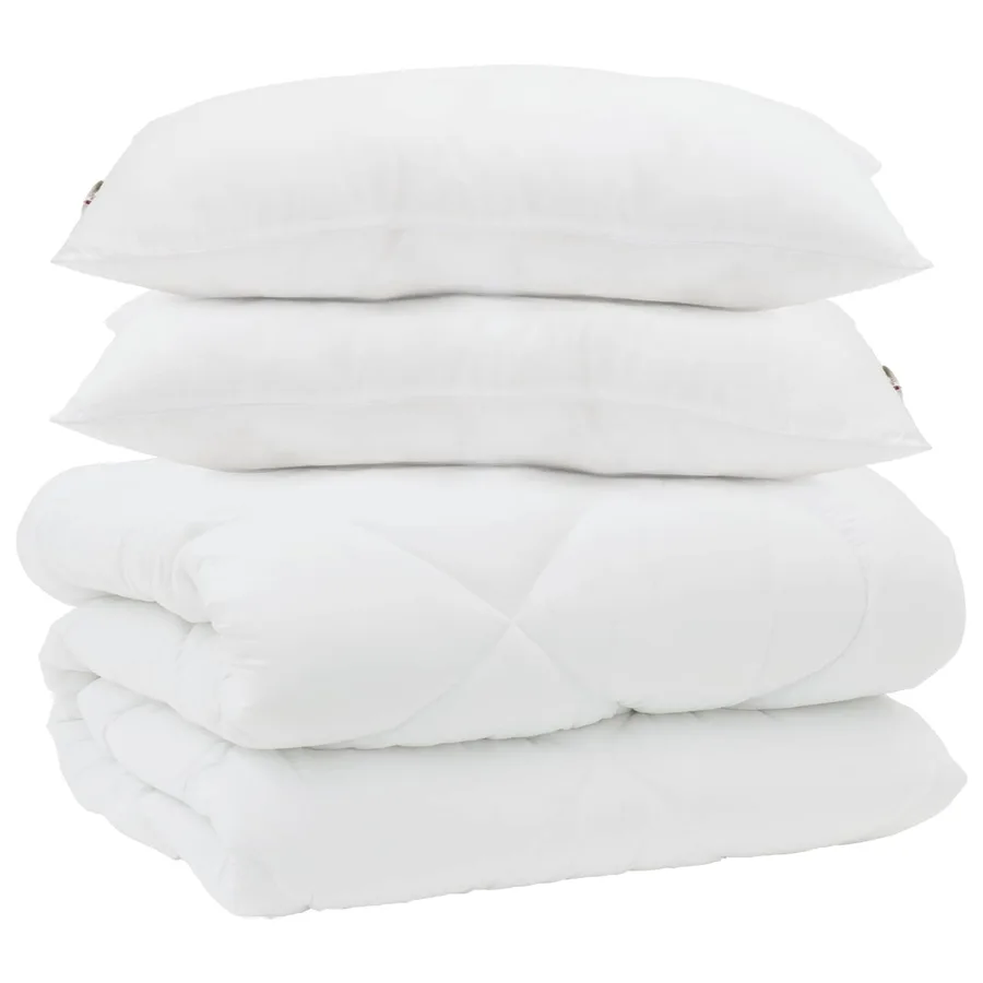 Duvet d'hiver avec oreiller 3 pcs Blanc Microfibre - 2