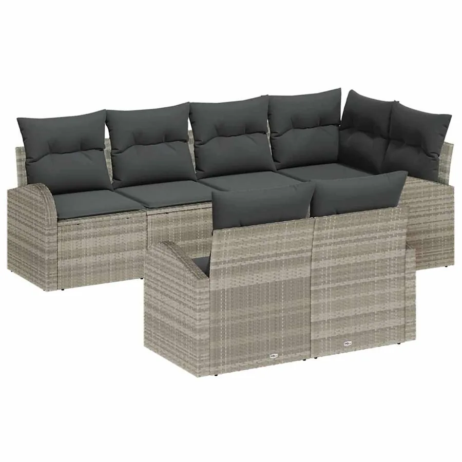 Ensemble de canapé de jardin 7 pcs Gris clair polyrotin