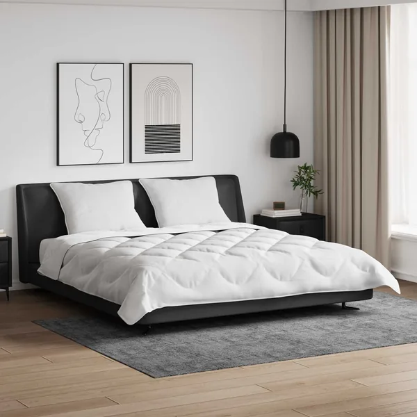 Ensemble de Duvet 3 pcs Blanc Microfibre et Plumes D'oie