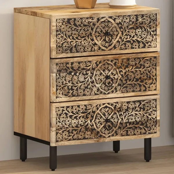 Table de chevet 50x33x60 cm bois de manguier massif