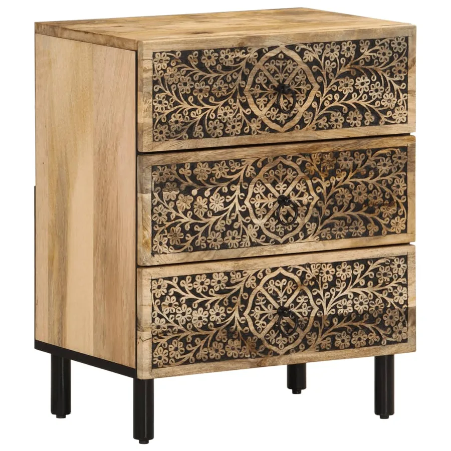 Table de chevet 50x33x60 cm bois de manguier massif - 2