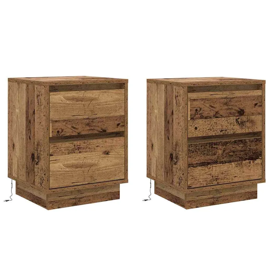 Cabinet de chevet 2 pcs Bois ancien 39 x 34,5 x 50 cm - 2
