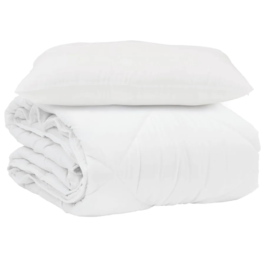 Duvet d'été simple avec oreiller 2 pcs Blanc Microfibre - 2