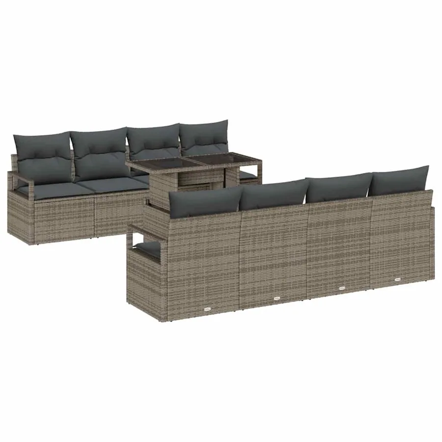 Ensemble de canapé de jardin avec coussin 7 pcs Gris polyrotin - 2