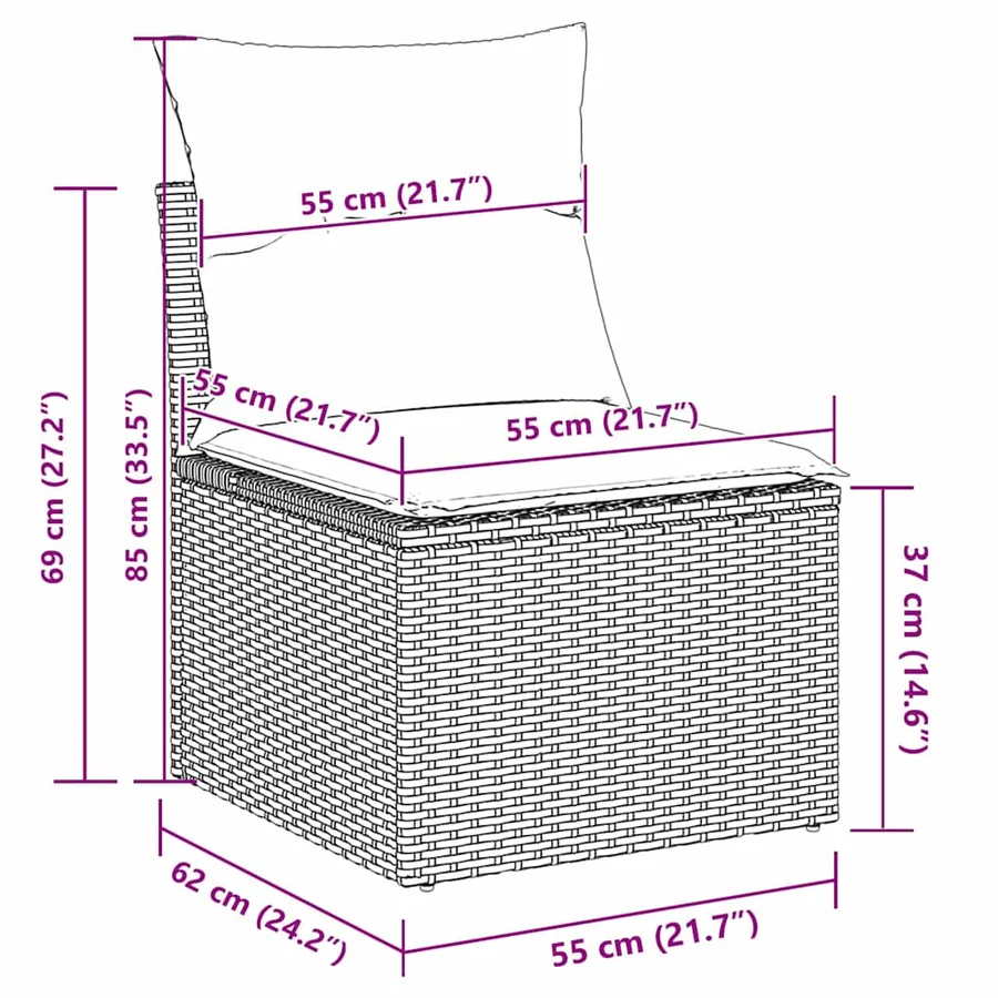 Ensemble de Canapés avec coussin 8 pcs Gris polyrotin - 11