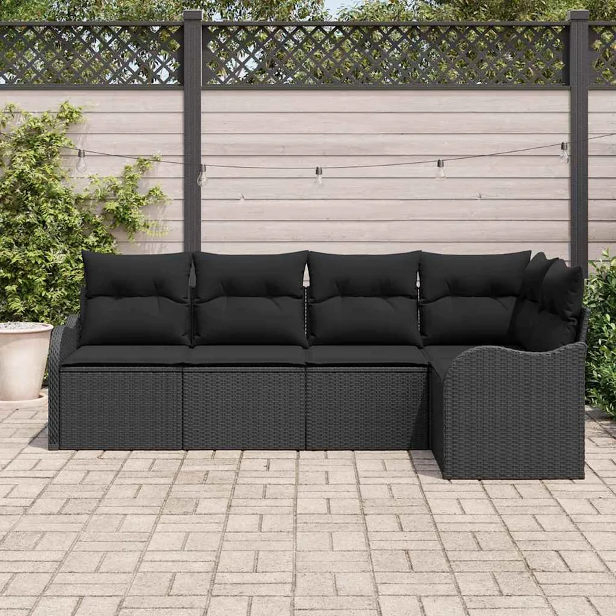 Ensemble de canapé de jardin Noir polyrotin - 3