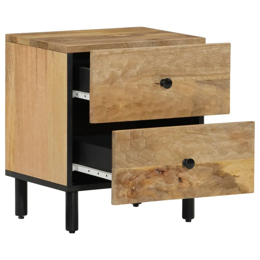 Tables de chevet 2 pcs 40x33x46 cm Bois de manguier solide - 3