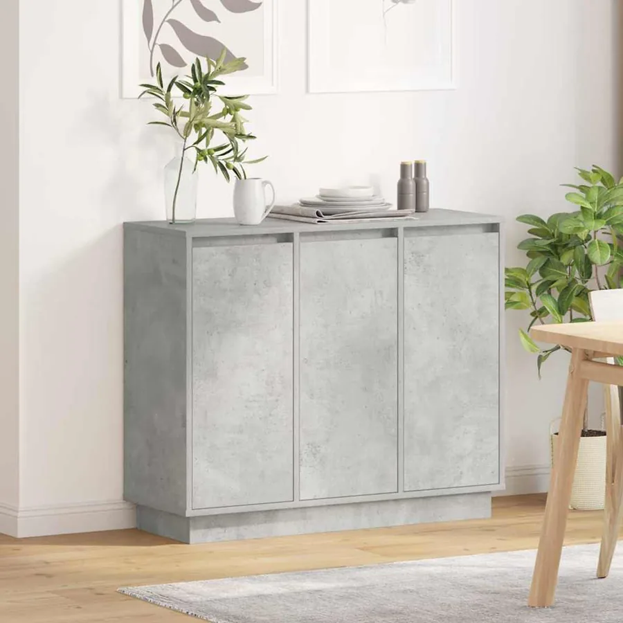 Buffet LED Gris béton 90 x 32 x 75 cm Bois d'ingénierie