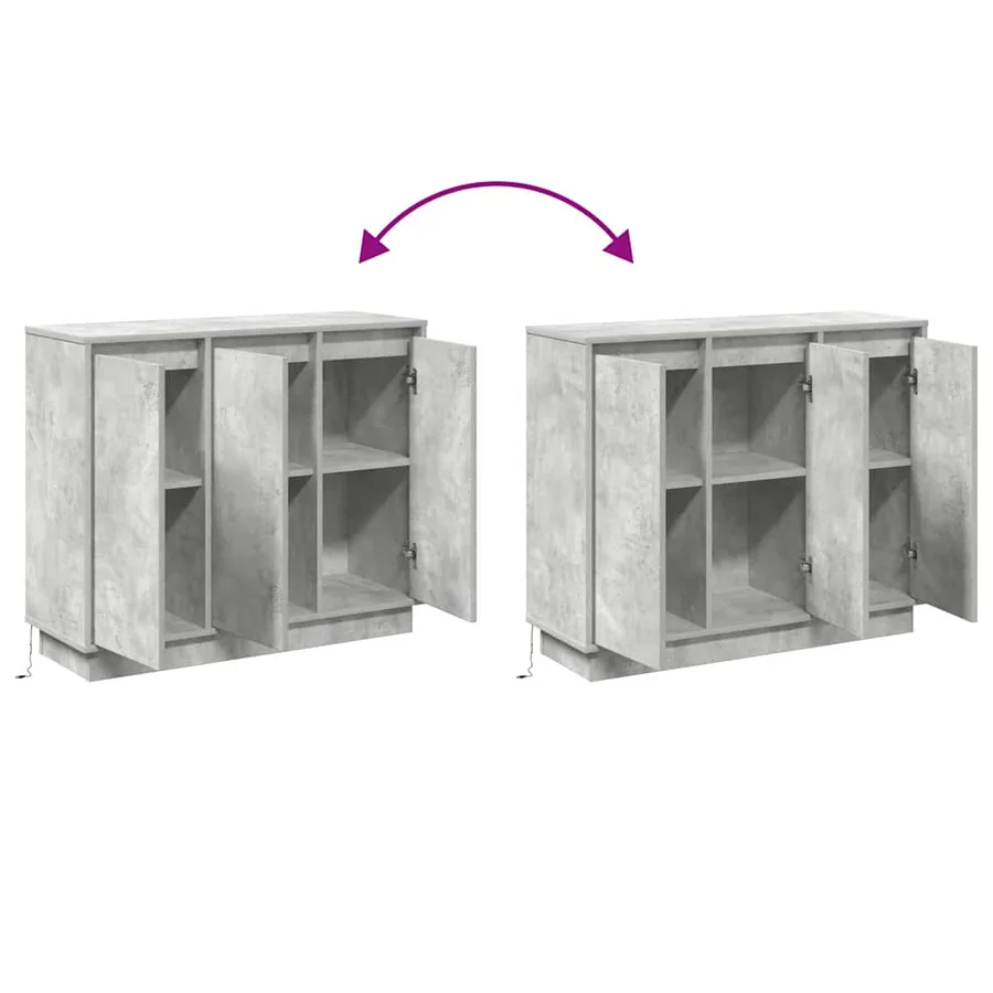 Buffet LED Gris béton 90 x 32 x 75 cm Bois d'ingénierie - 15