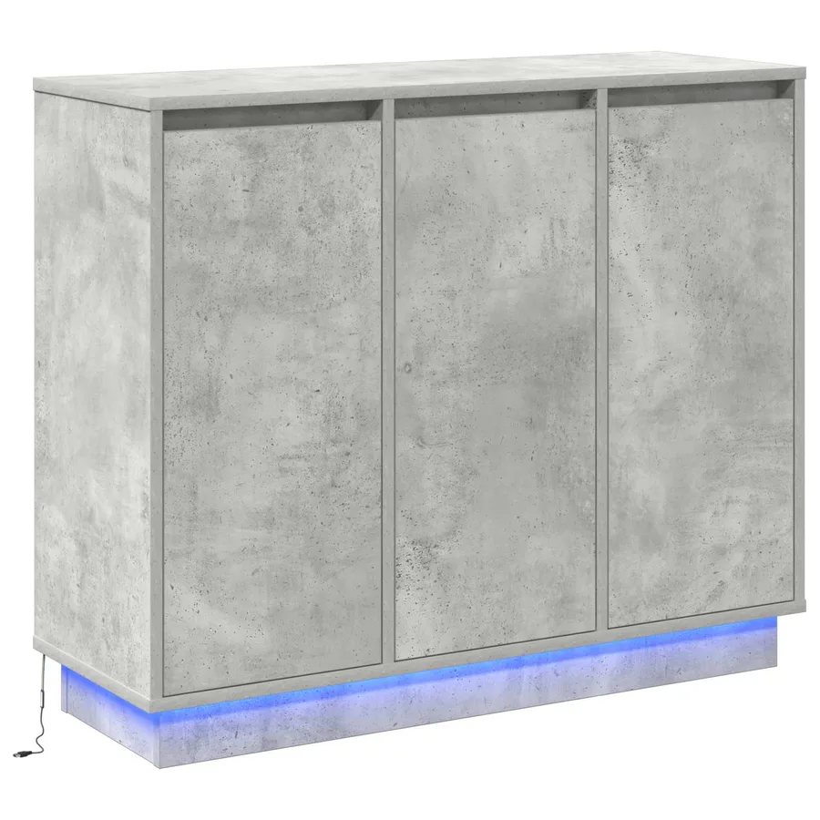 Buffet LED Gris béton 90 x 32 x 75 cm Bois d'ingénierie - 2