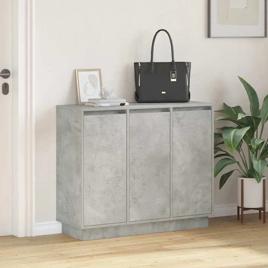 Buffet LED Gris béton 90 x 32 x 75 cm Bois d'ingénierie - 5