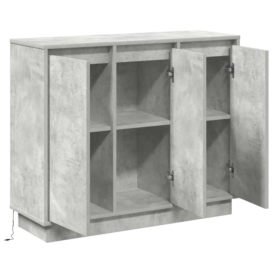 Buffet LED Gris béton 90 x 32 x 75 cm Bois d'ingénierie - 7