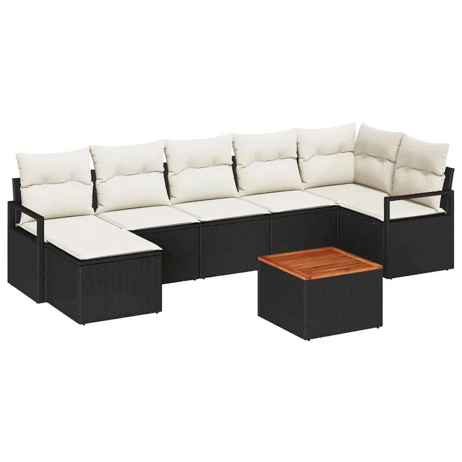 Ensemble de canapé de jardin avec coussin 8 pcs Noir polyrotin - 2