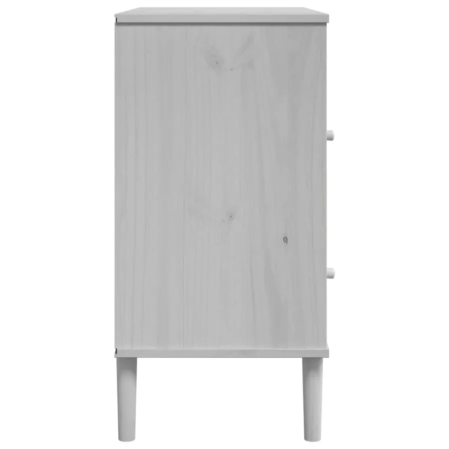 Buffet SENJA aspect rotin blanc 80x40x80 cm bois massif de pin - 7