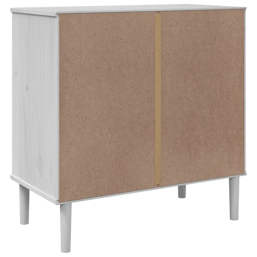 Buffet SENJA aspect rotin blanc 80x40x80 cm bois massif de pin - 8