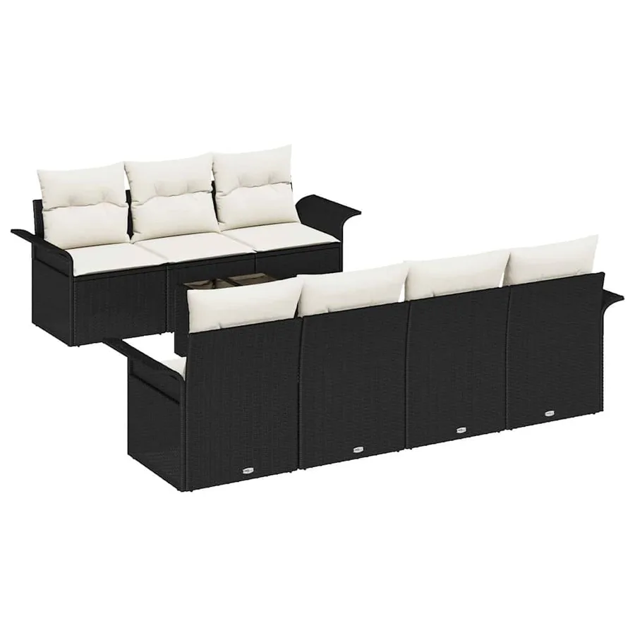 Ensemble de canapé de jardin avec coussin 8 pcs Noir polyrotin - 2