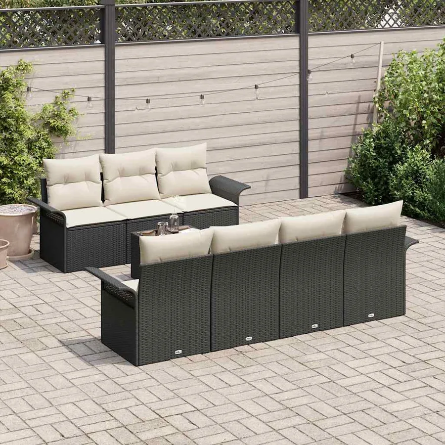 Ensemble de canapé de jardin avec coussin 8 pcs Noir polyrotin - 3
