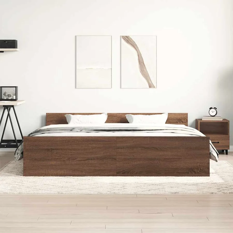 Cadre de lit sans matelas chêne marron 160x200 cm - 3
