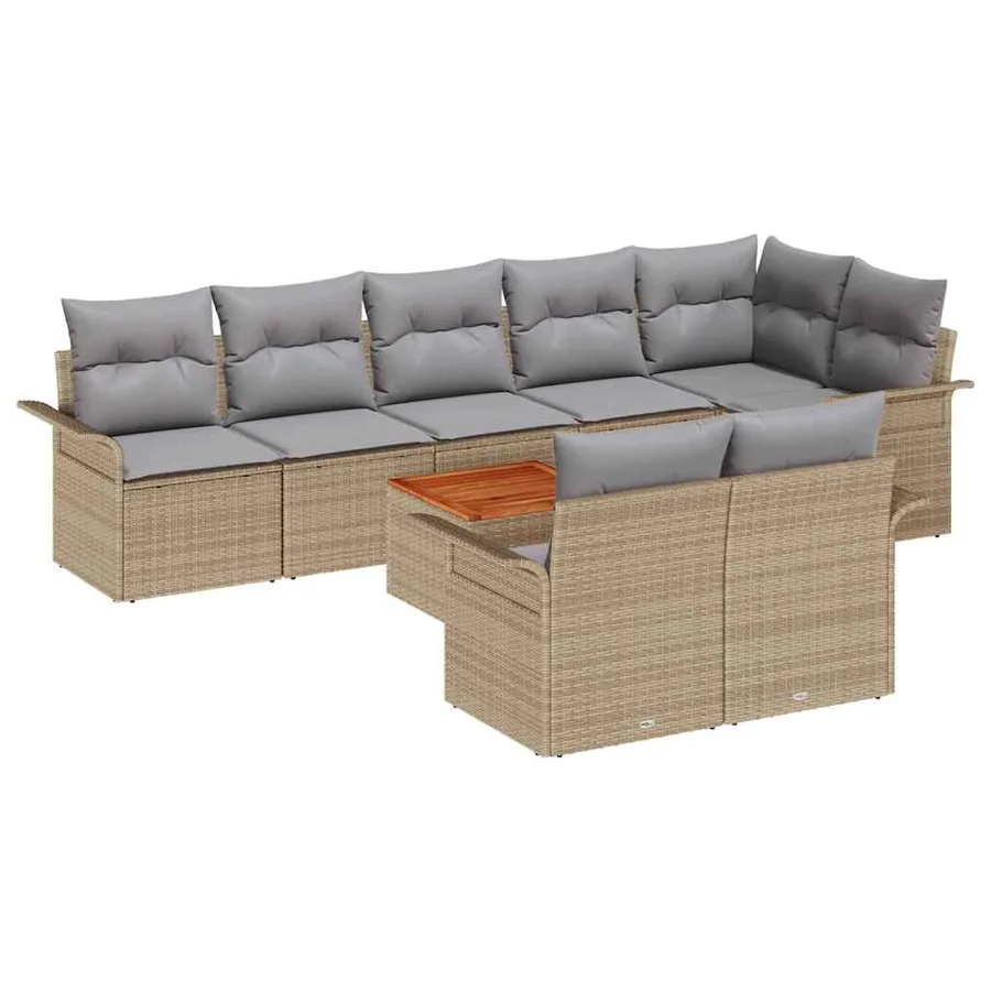 Ensemble de canapé de jardin 9 pcs Beige et Gris clair - 2