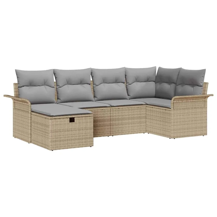 Ensemble de canapé de jardin avec coussin 6 pcs Poly rotin - 2