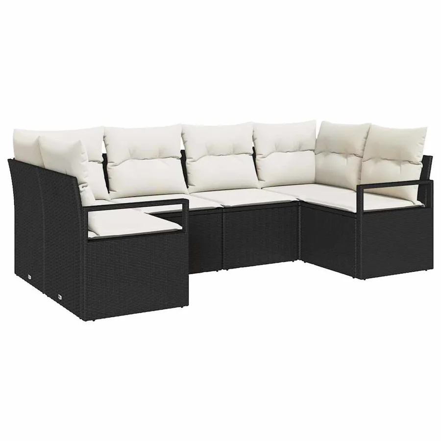 Ensemble de Canapés avec coussin 6 pcs Noir polyrotin - 2