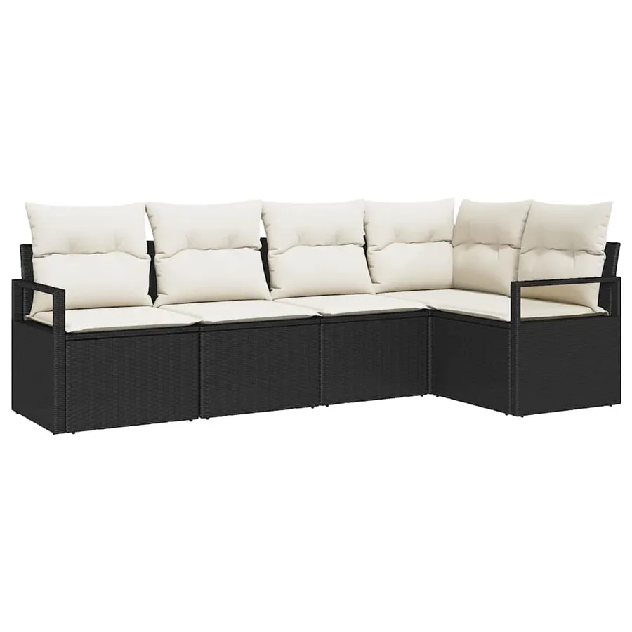 Ensemble de Canapés avec coussin 5 pcs Noir polyrotin - 2