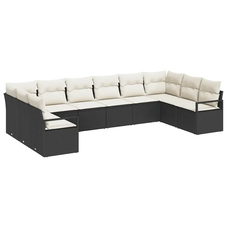 Ensemble de Canapés avec coussin 10 pcs Noir polyrotin - 2