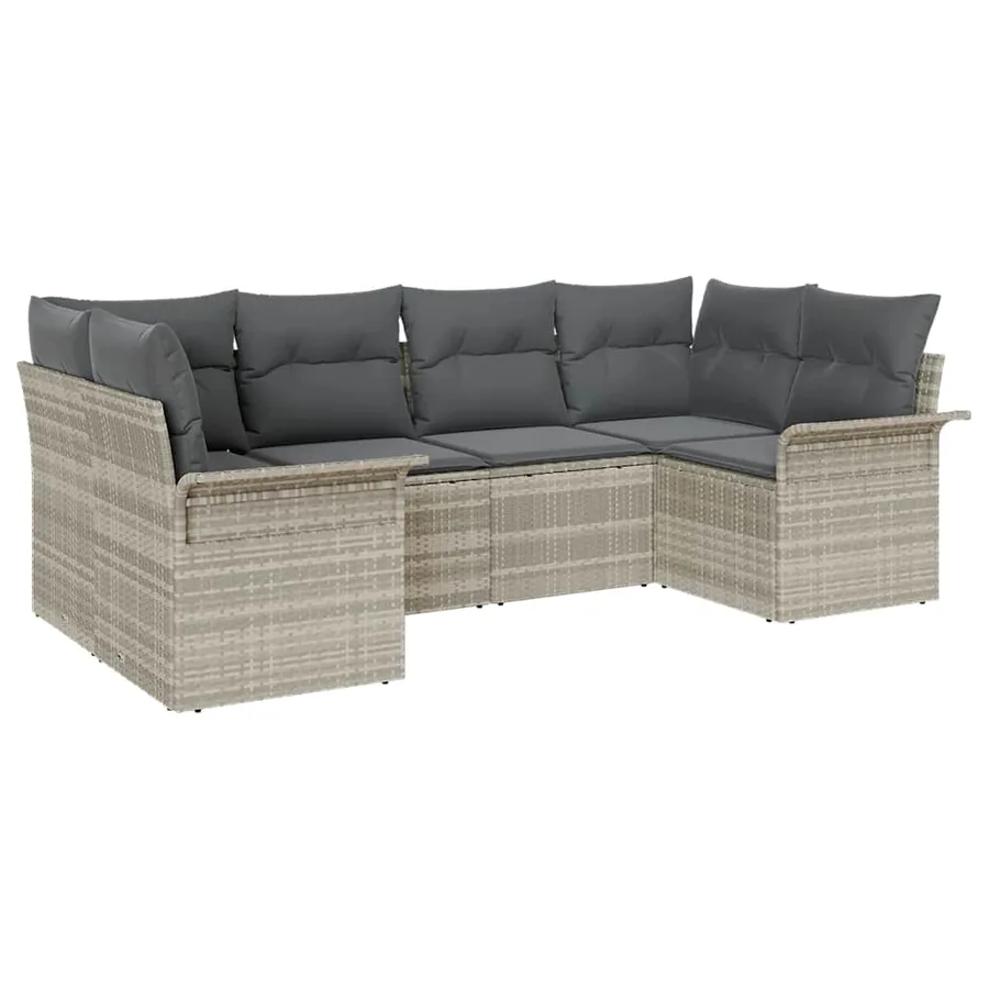 Ensemble de canapé de jardin 6 pcs Gris clair polyrotin - 2