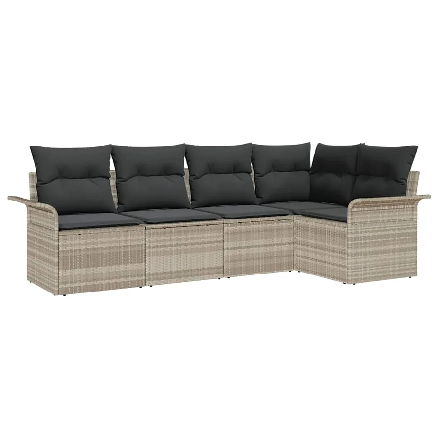 Ensemble de canapé de jardin avec coussin 5 pcs polyrotin - 2