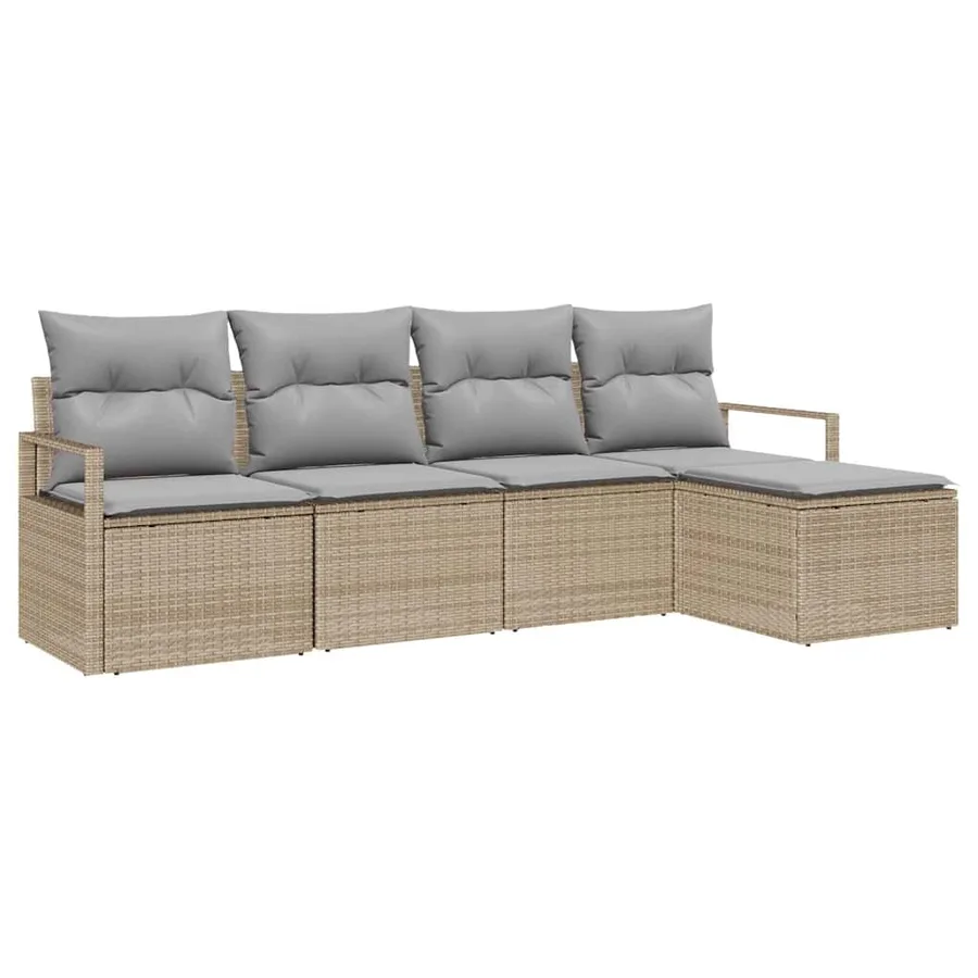 Ensemble de Canapés avec coussin 5 pcs Beige polyrotin - 2