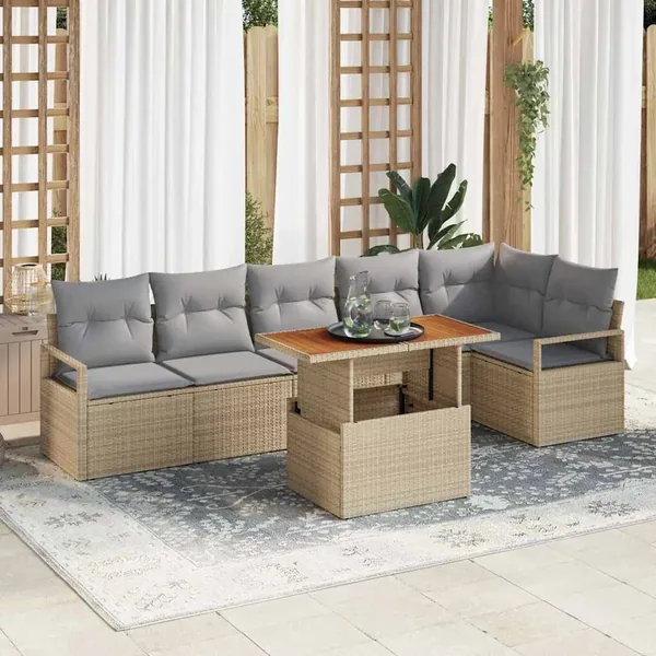 Ensemble de canapé de jardin 7 pc 6-Nombre de places