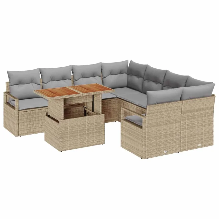 Ensemble de canapé de jardin 9 pc 8-Nombre de places - 2